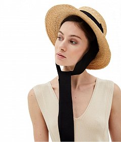 Женская солменная шляпа-канотье